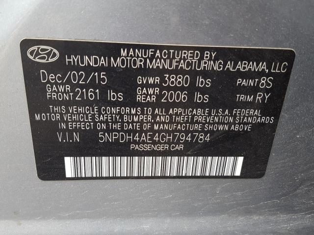 Photo 9 VIN: 5NPDH4AE4GH794784 - HYUNDAI ELANTRA SE 