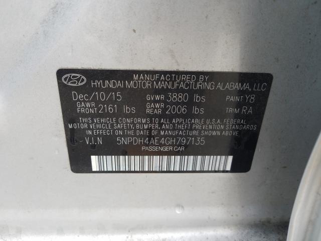 Photo 9 VIN: 5NPDH4AE4GH797135 - HYUNDAI ELANTRA SE 