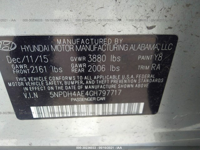 Photo 8 VIN: 5NPDH4AE4GH797717 - HYUNDAI ELANTRA 