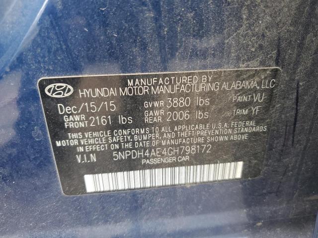 Photo 12 VIN: 5NPDH4AE4GH798172 - HYUNDAI ELANTRA SE 