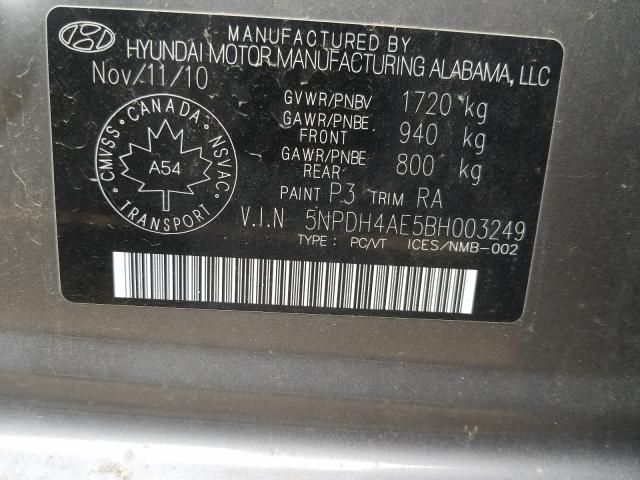 Photo 9 VIN: 5NPDH4AE5BH003249 - HYUNDAI ELANTRA GL 