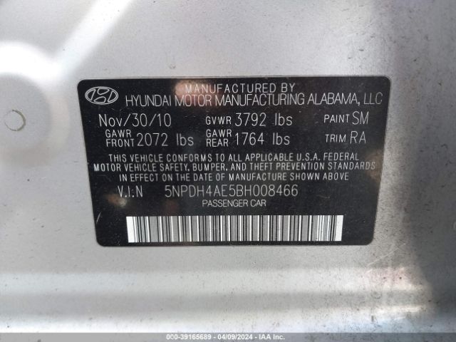 Photo 8 VIN: 5NPDH4AE5BH008466 - HYUNDAI ELANTRA 