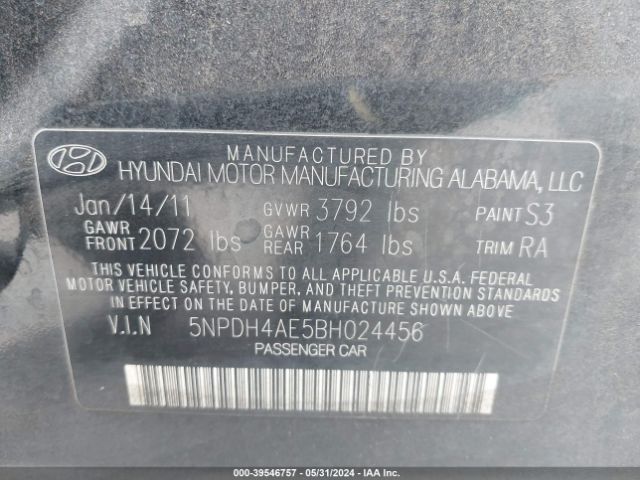 Photo 8 VIN: 5NPDH4AE5BH024456 - HYUNDAI ELANTRA 