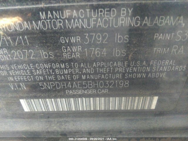 Photo 8 VIN: 5NPDH4AE5BH032198 - HYUNDAI ELANTRA 