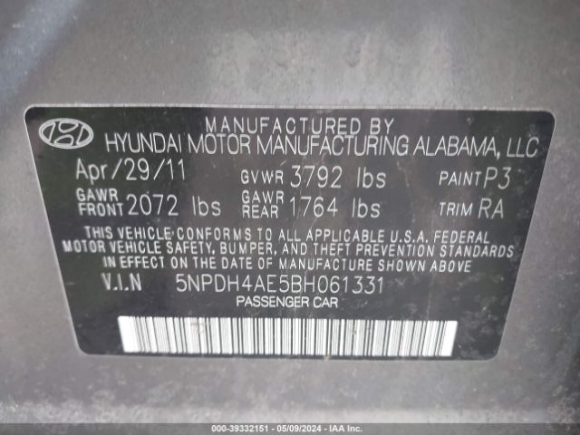 Photo 8 VIN: 5NPDH4AE5BH061331 - HYUNDAI ELANTRA 