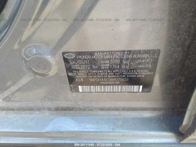 Photo 8 VIN: 5NPDH4AE5BH075651 - HYUNDAI ELANTRA 