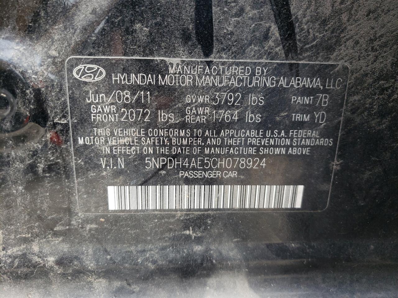 Photo 11 VIN: 5NPDH4AE5CH078924 - HYUNDAI ELANTRA 