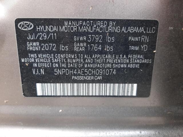 Photo 9 VIN: 5NPDH4AE5CH091074 - HYUNDAI ELANTRA GL 