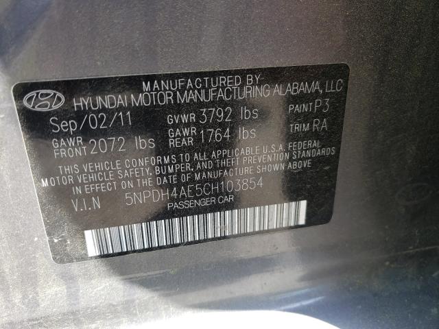 Photo 9 VIN: 5NPDH4AE5CH103854 - HYUNDAI ELANTRA GL 