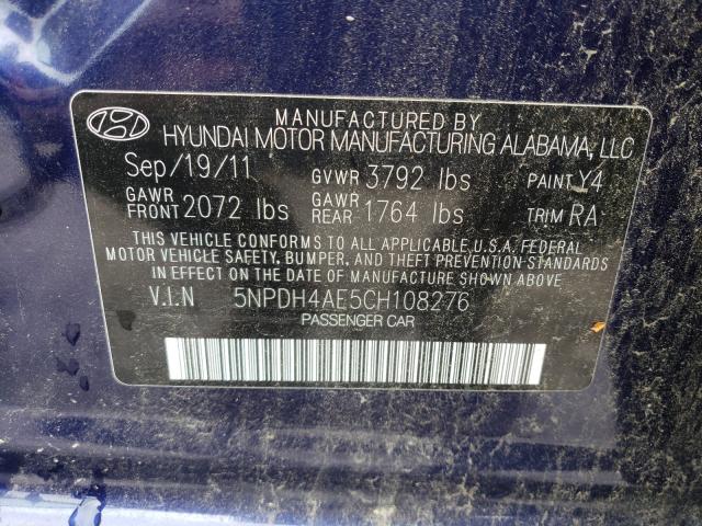 Photo 9 VIN: 5NPDH4AE5CH108276 - HYUNDAI ELANTRA GL 