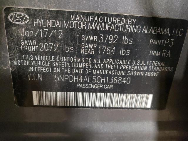 Photo 11 VIN: 5NPDH4AE5CH136840 - HYUNDAI ELANTRA GL 