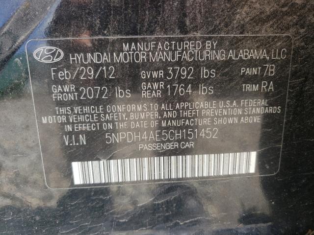 Photo 9 VIN: 5NPDH4AE5CH151452 - HYUNDAI ELANTRA GL 