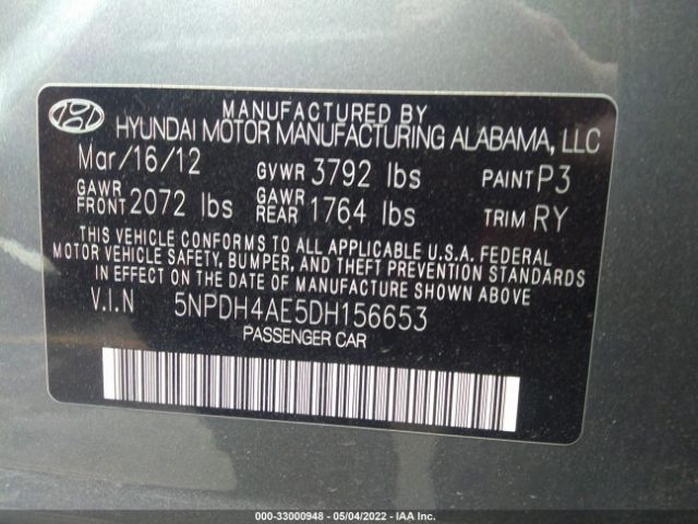 Photo 8 VIN: 5NPDH4AE5DH156653 - HYUNDAI ELANTRA 