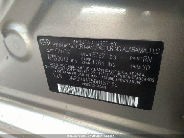 Photo 8 VIN: 5NPDH4AE5DH157169 - HYUNDAI ELANTRA 