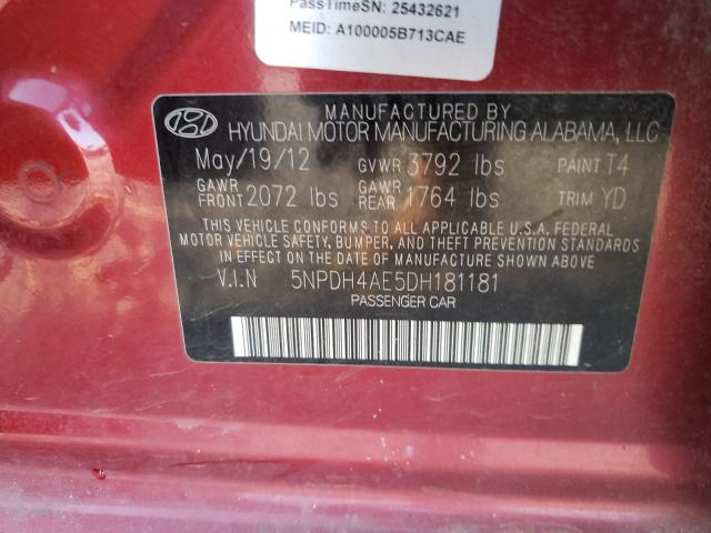 Photo 9 VIN: 5NPDH4AE5DH181181 - HYUNDAI ELANTRA GL 