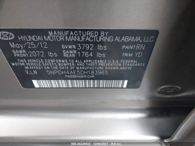 Photo 8 VIN: 5NPDH4AE5DH183965 - HYUNDAI ELANTRA 