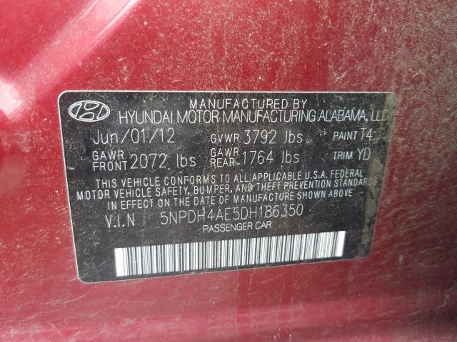 Photo 9 VIN: 5NPDH4AE5DH186350 - HYUNDAI ELANTRA GL 