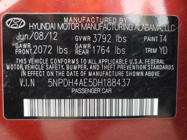 Photo 9 VIN: 5NPDH4AE5DH188437 - HYUNDAI ELANTRA GL 