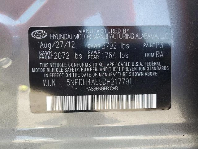 Photo 11 VIN: 5NPDH4AE5DH217791 - HYUNDAI ELANTRA GL 