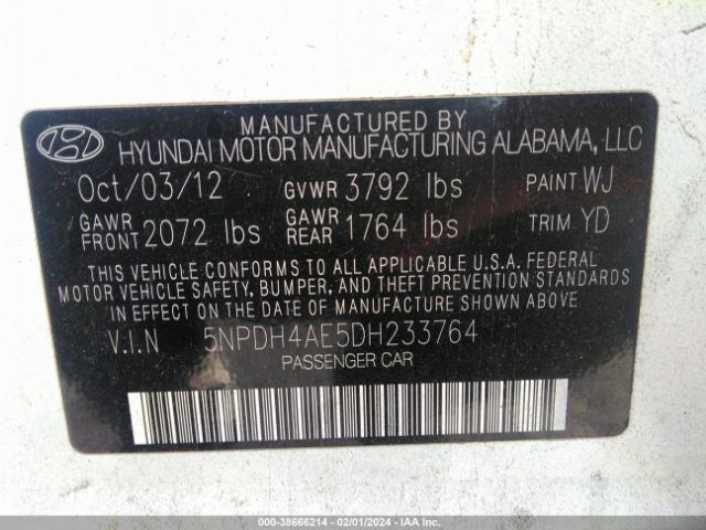 Photo 8 VIN: 5NPDH4AE5DH233764 - HYUNDAI ELANTRA 