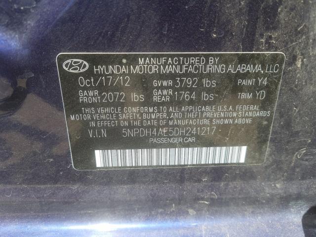 Photo 9 VIN: 5NPDH4AE5DH241217 - HYUNDAI ELANTRA GL 