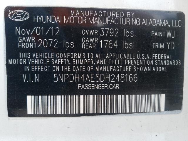 Photo 9 VIN: 5NPDH4AE5DH248166 - HYUNDAI ELANTRA GL 