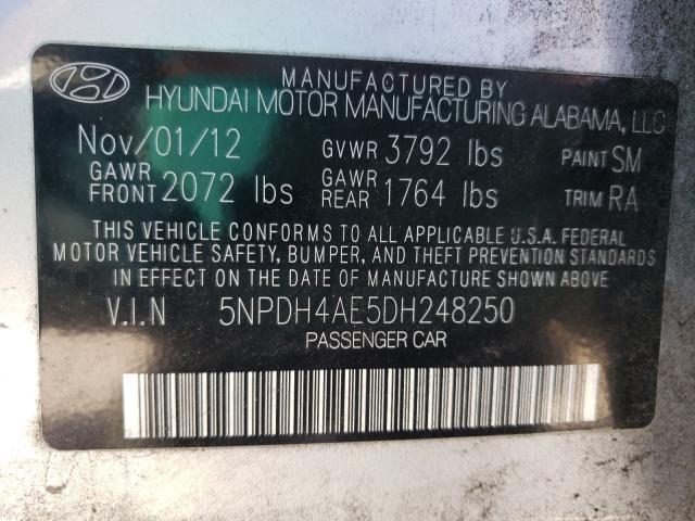 Photo 9 VIN: 5NPDH4AE5DH248250 - HYUNDAI ELANTRA GL 