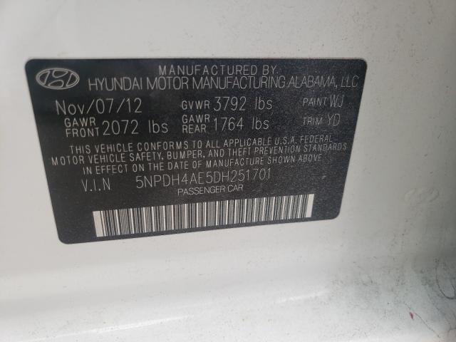 Photo 9 VIN: 5NPDH4AE5DH251701 - HYUNDAI ELANTRA GL 