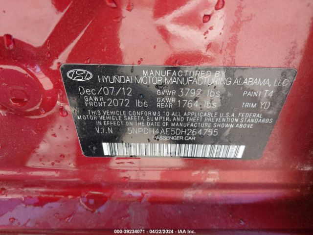 Photo 8 VIN: 5NPDH4AE5DH264755 - HYUNDAI ELANTRA 