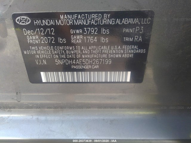 Photo 8 VIN: 5NPDH4AE5DH267199 - HYUNDAI ELANTRA 