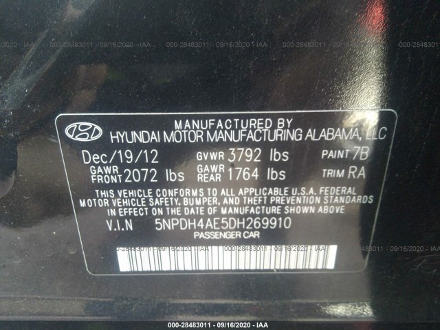 Photo 8 VIN: 5NPDH4AE5DH269910 - HYUNDAI ELANTRA 