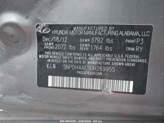 Photo 8 VIN: 5NPDH4AE5DH269955 - HYUNDAI ELANTRA 