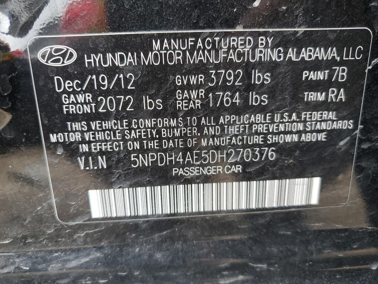 Photo 11 VIN: 5NPDH4AE5DH270376 - HYUNDAI ELANTRA 