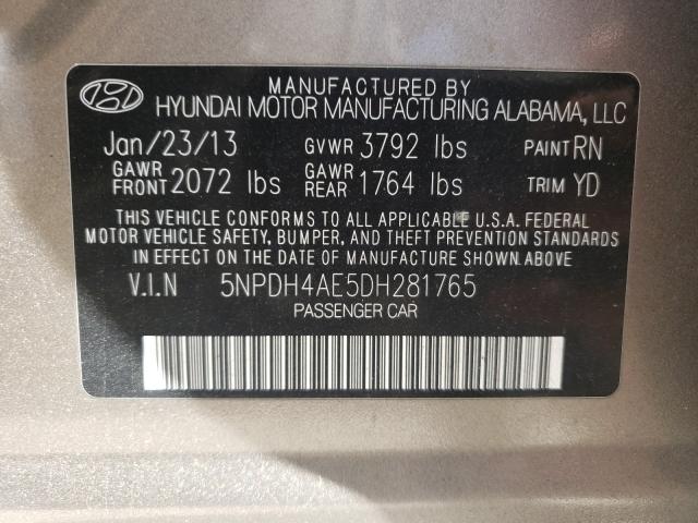 Photo 9 VIN: 5NPDH4AE5DH281765 - HYUNDAI ELANTRA GL 