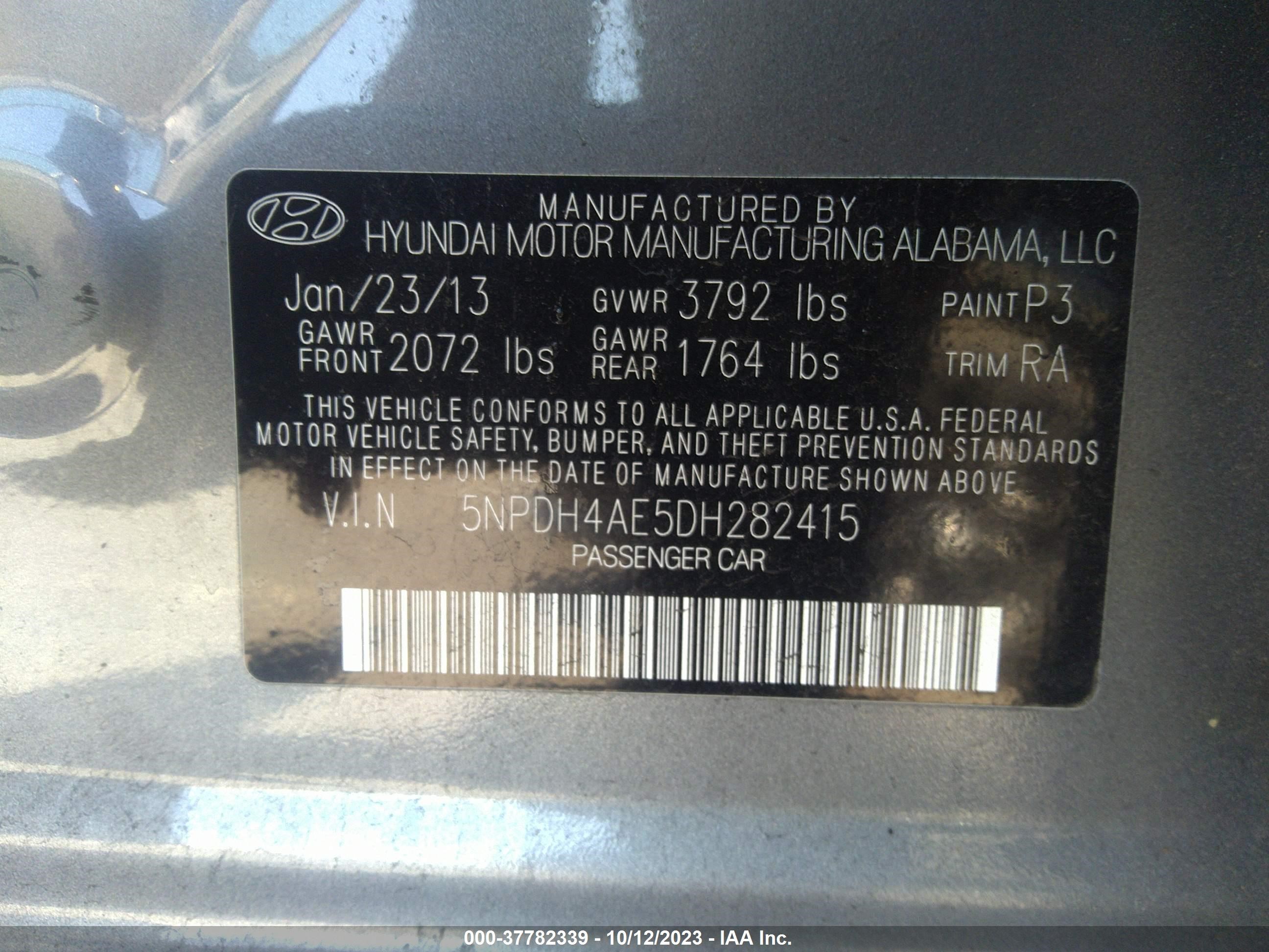 Photo 8 VIN: 5NPDH4AE5DH282415 - HYUNDAI ELANTRA 