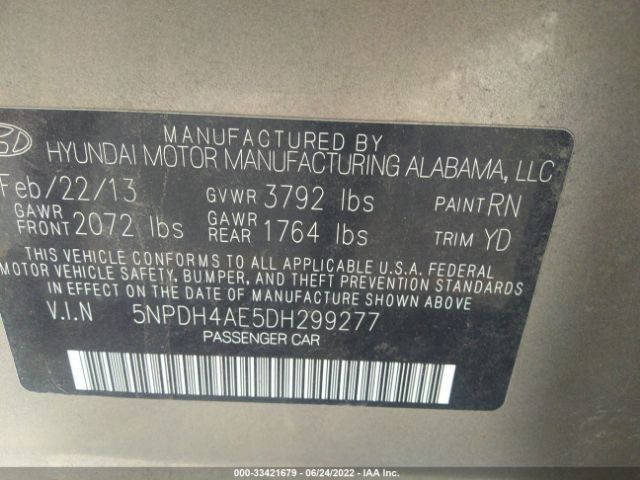 Photo 8 VIN: 5NPDH4AE5DH299277 - HYUNDAI ELANTRA 