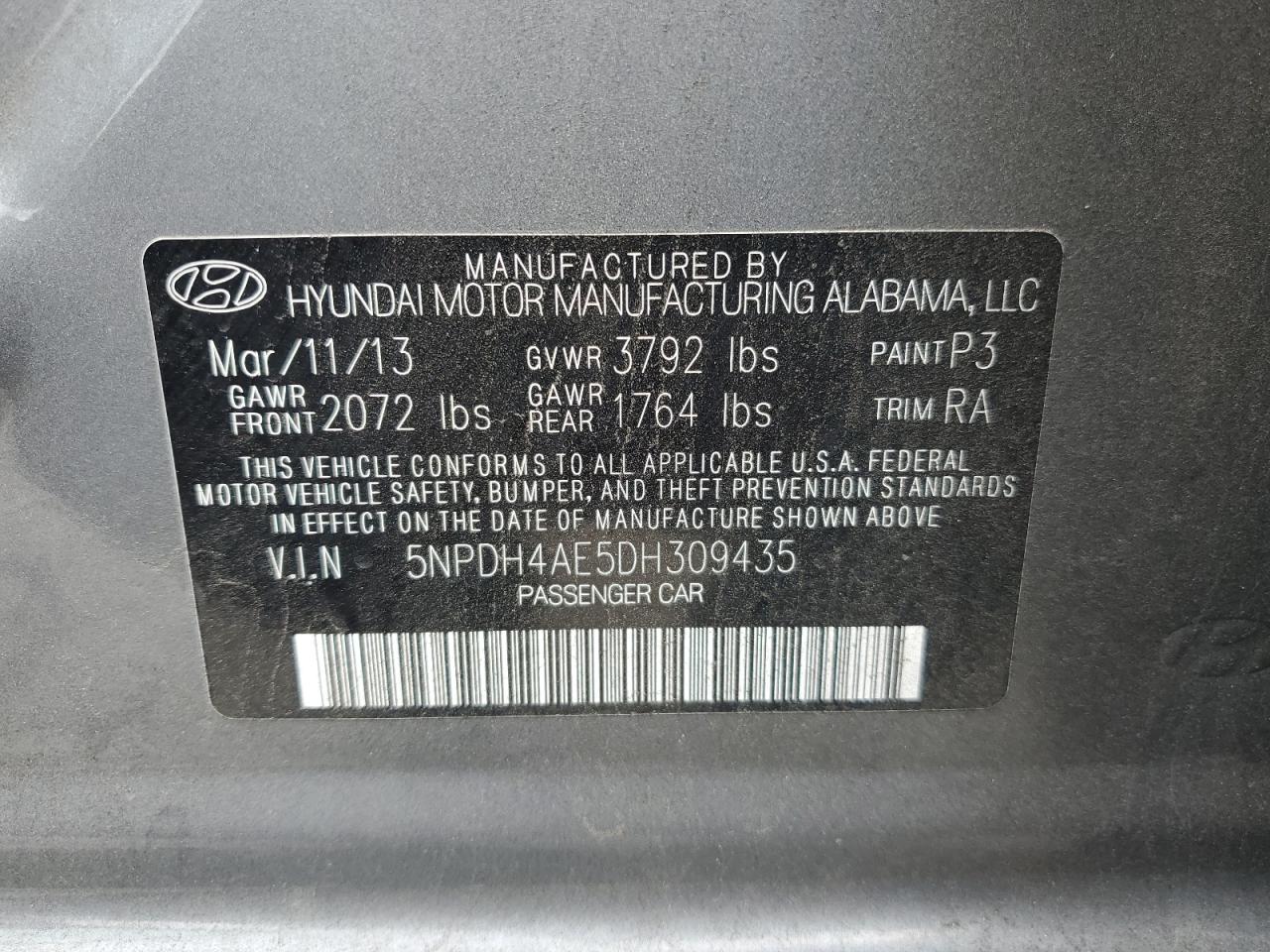 Photo 11 VIN: 5NPDH4AE5DH309435 - HYUNDAI ELANTRA 