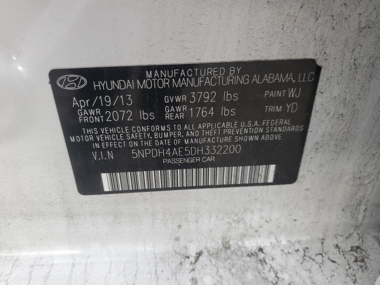 Photo 11 VIN: 5NPDH4AE5DH332200 - HYUNDAI ELANTRA 