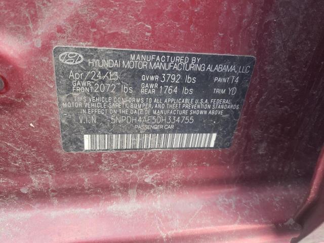 Photo 12 VIN: 5NPDH4AE5DH334755 - HYUNDAI ELANTRA GL 