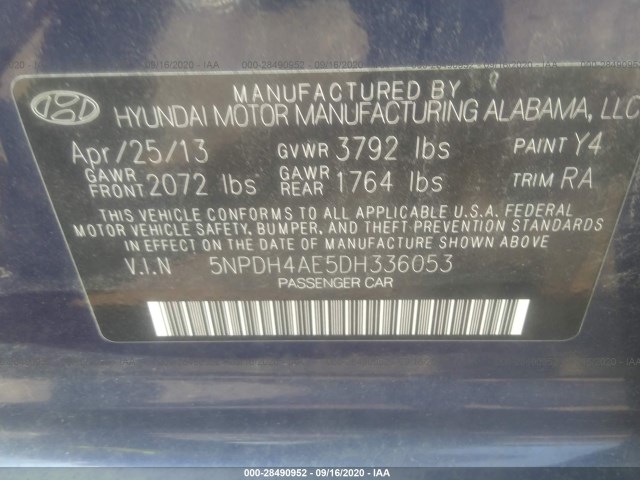 Photo 8 VIN: 5NPDH4AE5DH336053 - HYUNDAI ELANTRA 