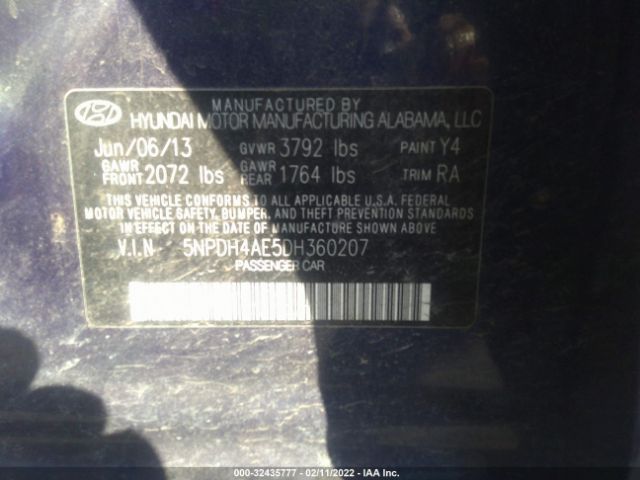 Photo 8 VIN: 5NPDH4AE5DH360207 - HYUNDAI ELANTRA 