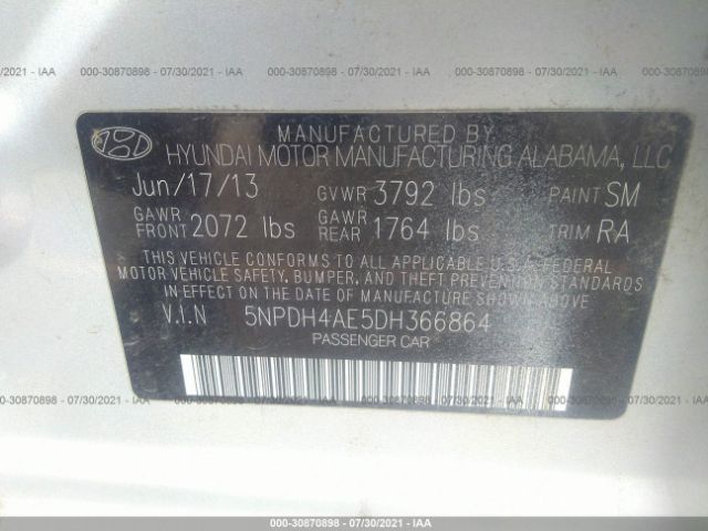 Photo 8 VIN: 5NPDH4AE5DH366864 - HYUNDAI ELANTRA 