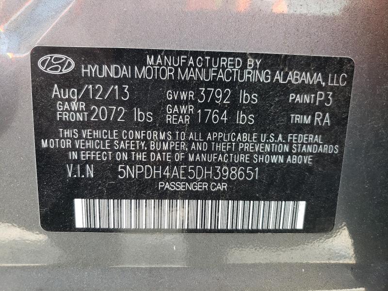 Photo 9 VIN: 5NPDH4AE5DH398651 - HYUNDAI ELANTRA GL 