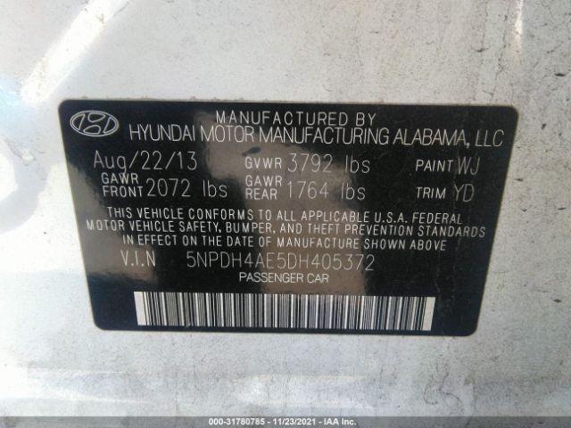 Photo 8 VIN: 5NPDH4AE5DH405372 - HYUNDAI ELANTRA 