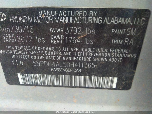 Photo 8 VIN: 5NPDH4AE5DH411365 - HYUNDAI ELANTRA 