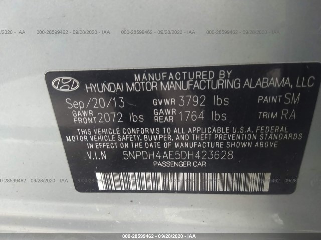 Photo 8 VIN: 5NPDH4AE5DH423628 - HYUNDAI ELANTRA 