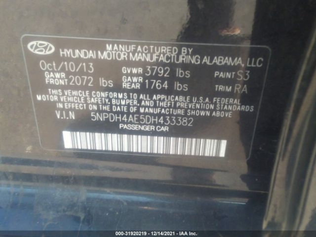 Photo 8 VIN: 5NPDH4AE5DH433382 - HYUNDAI ELANTRA 