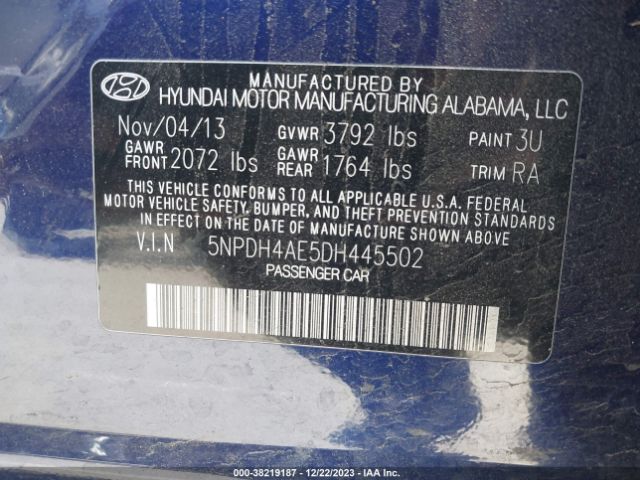 Photo 8 VIN: 5NPDH4AE5DH445502 - HYUNDAI ELANTRA 