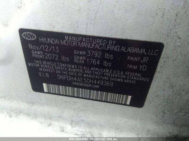 Photo 8 VIN: 5NPDH4AE5DH449369 - HYUNDAI ELANTRA 