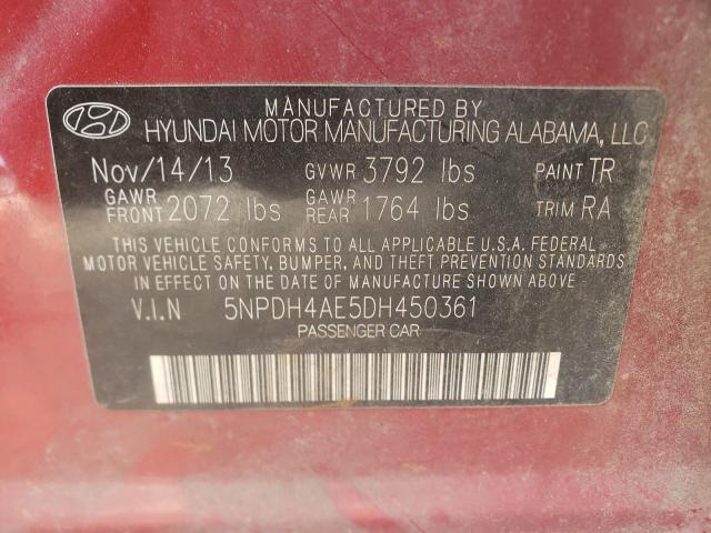 Photo 9 VIN: 5NPDH4AE5DH450361 - HYUNDAI ELANTRA GL 